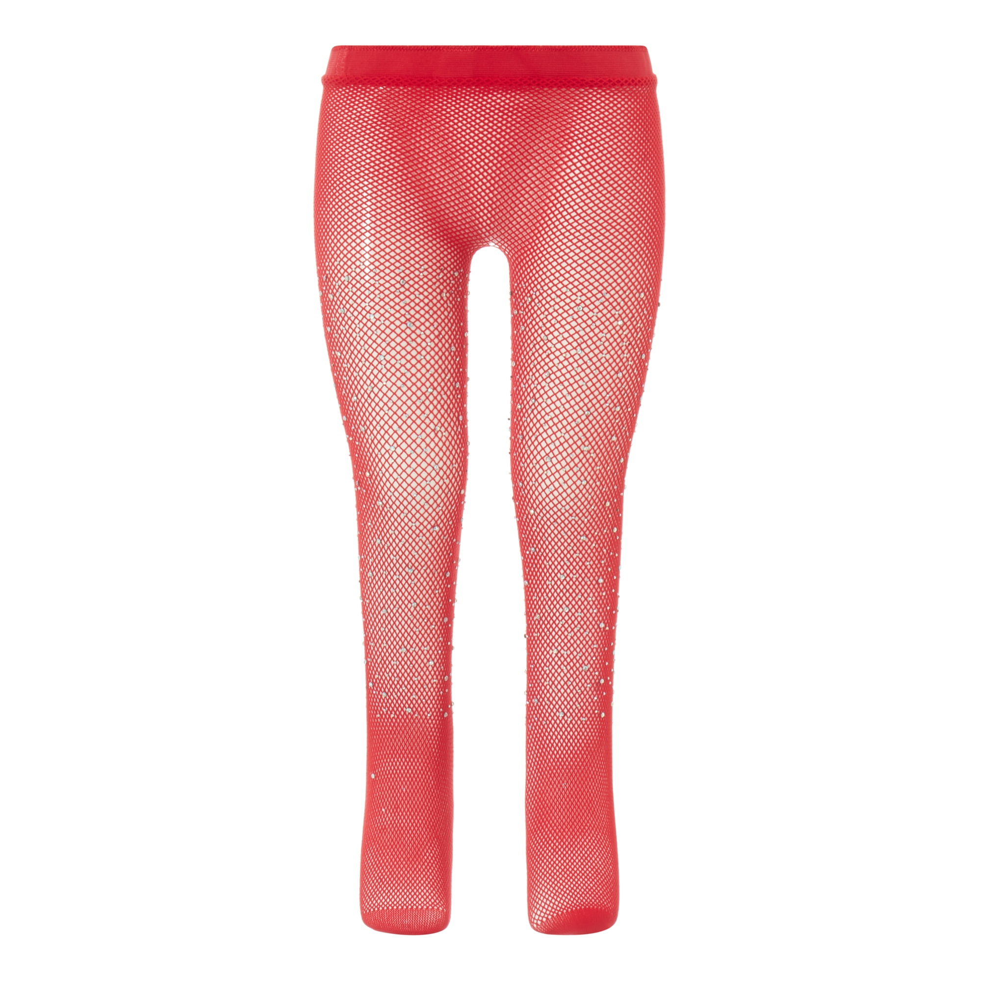 Red Tights Kids' Sparkle Fishnet Tights With Rhinestones Glitter