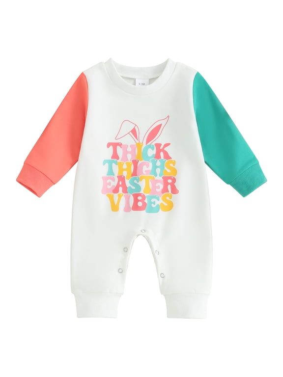 My First Easter Baby Boy Girl Outfit Thick Thighs Easter Vibes Jumpsuit Romper 0 3 6 12 18 Months Newborn Easter Clothes