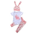 thumbnail image 1 of Jxzom My First Easter Newborn Infant Baby Girl boy Outfit 3M 6M 12M 24M Short Sleeve Bunny Romper Pants hat 3Pcs Clothes Set, 1 of 7