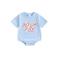 thumbnail image 1 of Jxzom Newborn Baby Boy Girl Baseball Outfit Short Sleeve Letter Baseball Embroidery Romper Bodysuit 0 3 6 12 18 Months Summer Clothes, 1 of 8