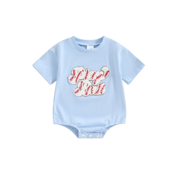 Jxzom Newborn Baby Boy Girl Baseball Outfit Short Sleeve Letter Baseball Embroidery Romper Bodysuit 0 3 6 12 18 Months Summer Clothes
