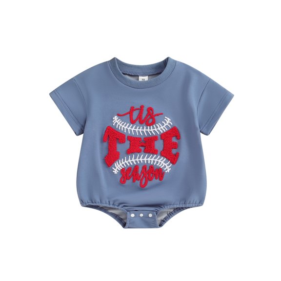 Jxzom Newborn Baby Boy Girl Baseball Outfit Short Sleeve Letter Baseball Embroidery Romper Bodysuit 0 3 6 12 18 Months Summer Clothes