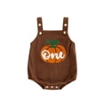 thumbnail image 1 of Jxzom Newborn Baby Boy Girl Corduroy Romper Halloween Outfits 0 3 6 12 18 Months Pumpkin Ghost Embroidery Sleeveless Straps Overall Bodysuit, 1 of 8