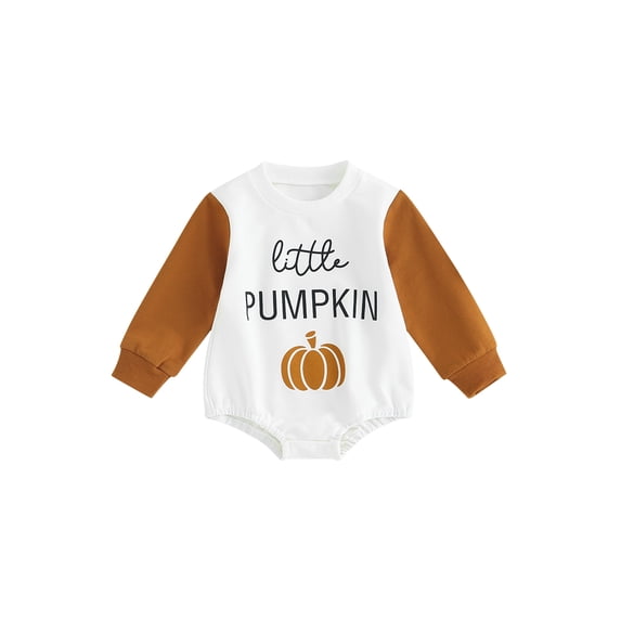 Jxzom Newborn Baby Boy Girl Halloween Outfit Pumpkin Sweatshirt Bubble Romper Oversized Sweater Bodysuit 0 3 6 12 18 Months Fall Winter Clothes
