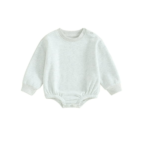 Jxzom Newborn Baby Boy Girl One Piece Fleece Romper Solid Color Long Sleeve Thick Sweatshirt Warm Winter Outfit Clothes