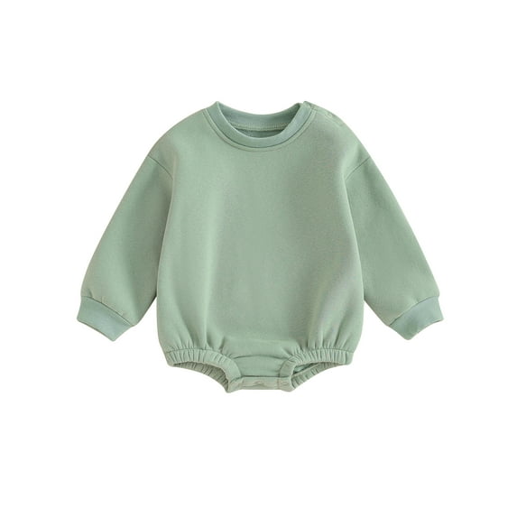 Jxzom Newborn Baby Boy Girl One Piece Fleece Romper Solid Color Long Sleeve Thick Sweatshirt Warm Winter Outfit Clothes