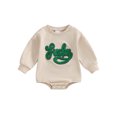 thumbnail image 1 of Jxzom Newborn Baby Boy Girl St. Patrick's Day Outfit 0 3 6 12 18 Months Fuzzy Letter Embroidery Sweatshirt Romper Oversized Bodysuit, 1 of 7