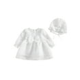 thumbnail image 1 of Jxzom Newborn Baby Girl Christening Dress White Baptism Lace Long Sleeve Fall Wedding Dresses with Bonnet Hat Outfit, 1 of 10