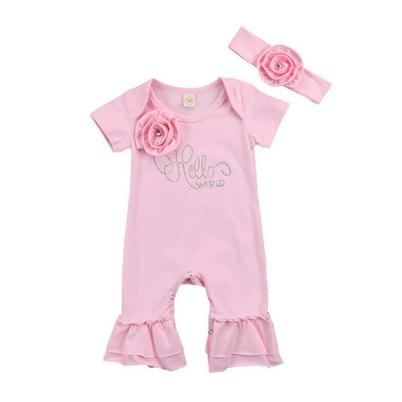 Jxzom Newborn Baby Girl Flower Romper Jumpsuit Short Sleeve Bodysuit wiht Headband 0 3 6 12 18 Months Infant Lovely Cute Clothes