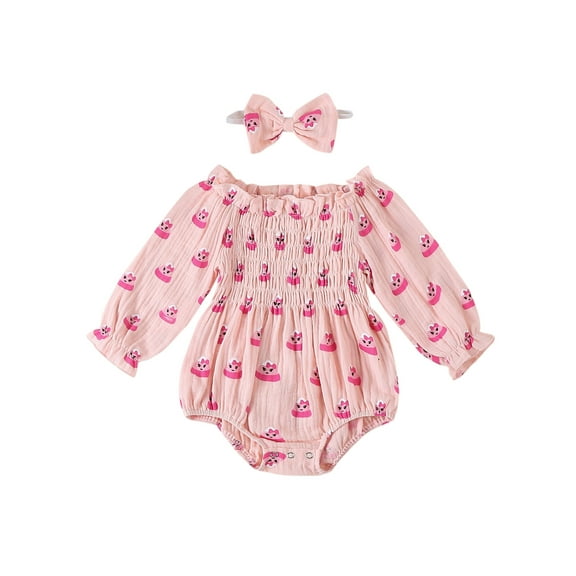 Jxzom Newborn Baby Girl Halloween Outfit Long Sleeve Candy Print Trick-or Treaters Romper + Headband 0 3 6 12 18 Months Halloween Clothes