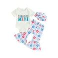 thumbnail image 1 of Jxzom Newborn Baby Girl My First 4th Of July Outfit 3 6 12 18 Months Short Sleeve Romper Romper Shirt Top Flare Pants Headband Set, 1 of 8