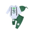 thumbnail image 1 of Jxzom St. Patrick's Day Baby Boy Girl Outfits Long Sleeve Romper Onesie Pants Hat 3 6 9 12 18 Months Spring Clothes Set, 1 of 8