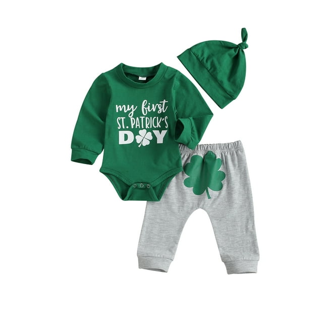 Jxzom St. Patrick's Day Baby Boy Girl Outfits Long Sleeve Romper one