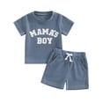 thumbnail image 1 of Jxzom Toddler Baby Boy Clothes Summer Short Sleeve Little Dude Embroidery T-Shirt Tops Shorts Set 6M 12M 18M 2T 3T Waffle Knit Outfit, 1 of 1