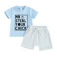 thumbnail image 1 of Jxzom Toddler Baby Boy Easter Outfit 0 6 12 18 Months 2T 3T Mr Steal Your Chick Short Sleeve T-Shirt and Shorts Summer Clothes Set, 1 of 7