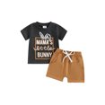 thumbnail image 1 of Jxzom Toddler Baby Boy Easter Outfit 6M 12M 18M 2T 3T Mama's Little Bunny Short Sleeve T Shirt Tops Shorts Summer Clothes Set, 1 of 8