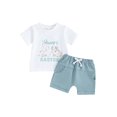 thumbnail image 1 of Jxzom Toddler Baby Boy Easter Outfits 3 6 12 18 Months 2T 3T Happy Easter Short Sleeve T-Shirt + Shorts Summer Clothes Set, 1 of 8