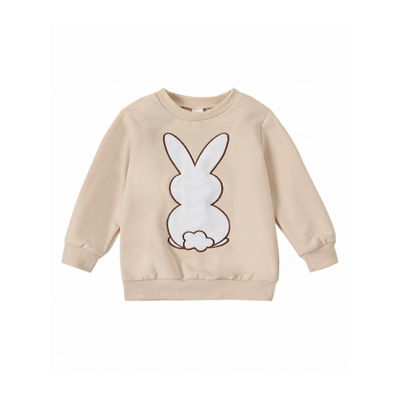 Jxzom Toddler Baby Boy Girl Easter Outfit 12 18 24 Months 2T 3T 4T 5T Bunny Embroidery Pullover Sweatshirt Oversized Bodysuit Spring Clothes