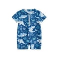thumbnail image 1 of Jxzom Toddler Baby Boy Girl One Piece Swimsuit Ocean Animal Print Zipper Rash Guard Swimwear UPF 50+ Short Sleeve Beach Bathing Suits, 1 of 7
