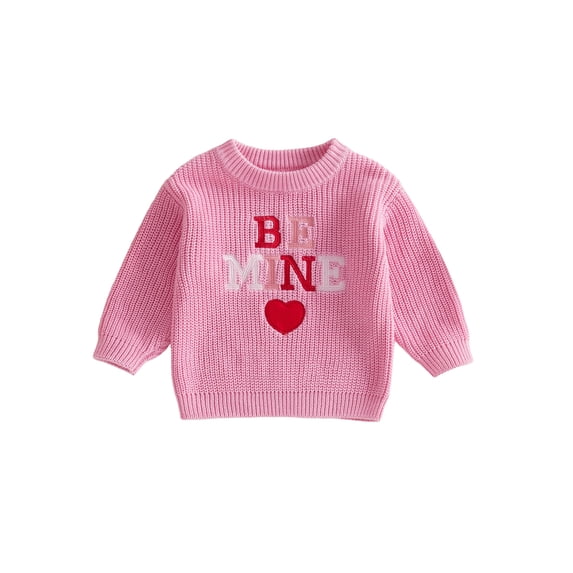 Jxzom Toddler Baby Boy Girl Valentines Day Sweaters Oversized Long Sleeve Letters Warm Winter Knit Sweater Newborn Cute Fall Winter Clothes