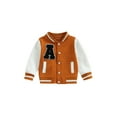 thumbnail image 1 of Jxzom Toddler Baby Boy Girl Varsity Jacket Kids Contrast Color Baseball Letterman Bomber Jacket Outwear Fall Jacket Coat, 1 of 8