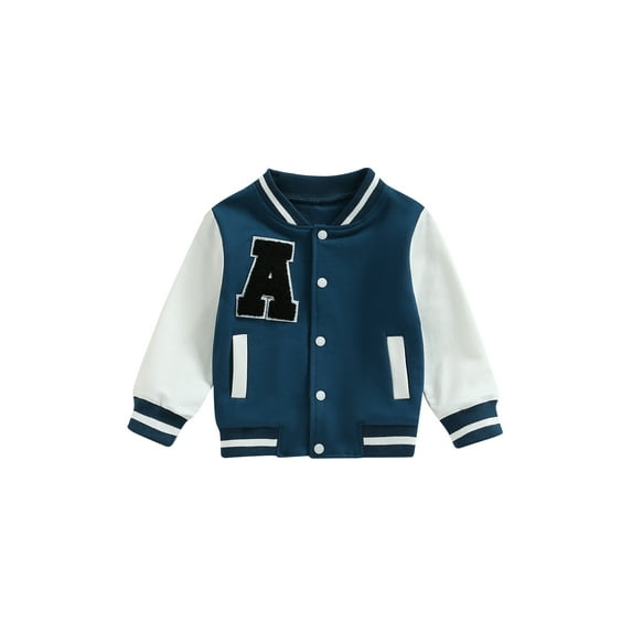 Jxzom Toddler Baby Boy Girl Varsity Jacket Kids Contrast Color Baseball Letterman Bomber Jacket Outwear Fall Jacket Coat