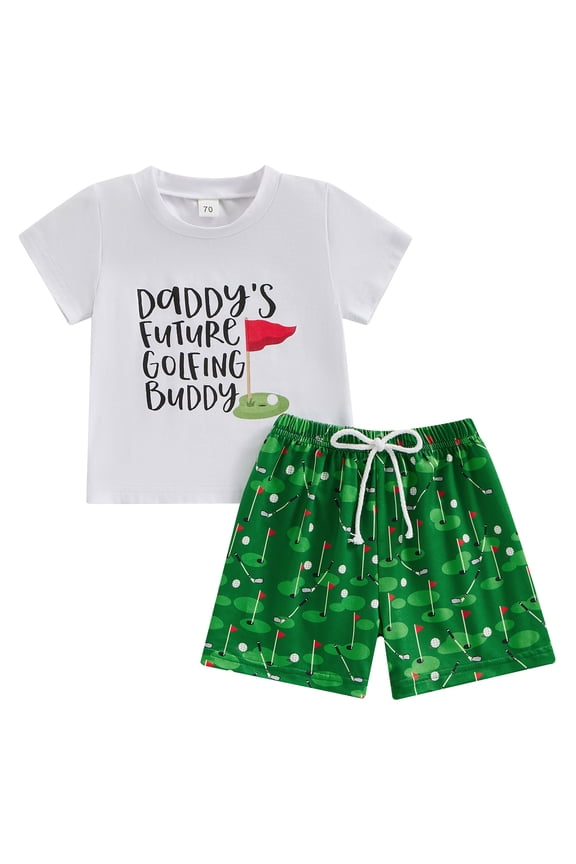Toddler Baby Boy Golf Outfit Daddy's Future Golfing Buddy Golf T-Shirt Golf Shorts 6 12 18 Months 2T 3T Summer Clothes Set