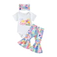 thumbnail image 1 of Jxzom Toddler Baby Boys Girls Easter Outfits 3 6 9 12 18 24 Months Buuny Eggs Print Romper Flare Pants Headband Summer Clothes Set, 1 of 8