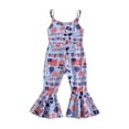 thumbnail image 1 of Jxzom Toddler Baby Girl 4th of July Outfits12M 18M 2T 3T 4T 5T American Flag Bell-Bottom Romper One Piece Sleeveless Sling Jumpsuit, 1 of 7