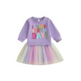 thumbnail image 1 of Jxzom Toddler Baby Girl Birthday Outfits 1-5 Years Birthday Girl Letter Embroidery Long Sleeve A Line Dress Cute Tutu Tulle Birthday Dress, 1 of 9