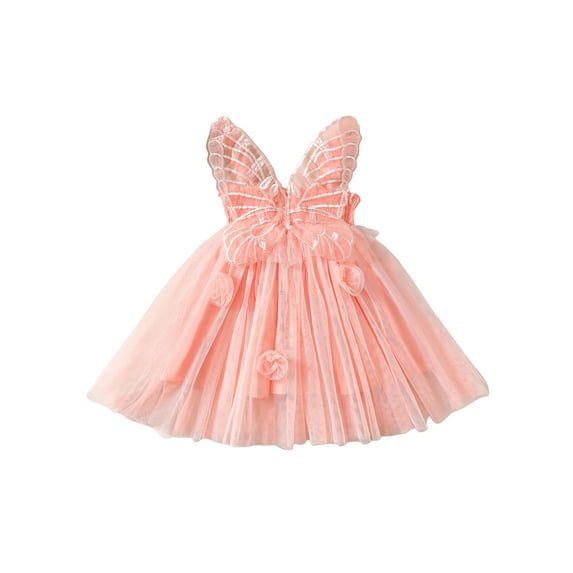 Jxzom Toddler Baby Girl Butterfly Dress Sleeveless Tulle Tutu Wings Fairy Ruffle Birthday Party Princess Dresses