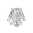 thumbnail image 1 of Jxzom Toddler Baby Girl One Piece Swimsuit Floral/Plaid Long Sleeve Zipper Ruffle Swimwear Rash Guard Bathing Suit Sunsuit, 1 of 8
