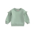 thumbnail image 1 of Jxzom Toddler Baby Girl Ruffle Sweatshirt Solid Color Crewneck Long Sleeve Pullover Tops 6M 12M 18M 2T 3T 4T Fall Winter Clothes, 1 of 8