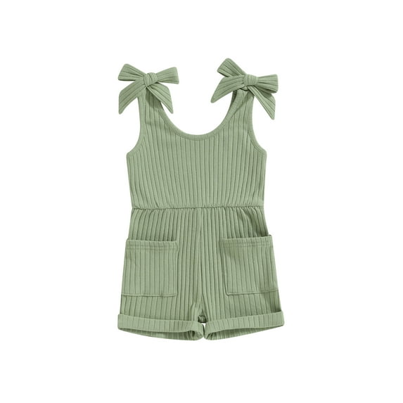 Jxzom Toddler Baby Girl Sleeveless Jumpsuit Solid Ribbed Knitted Tank Romper Shorts Overalls 6M 12M 18M 2T 3T 4T One-Piece Summer Clothes
