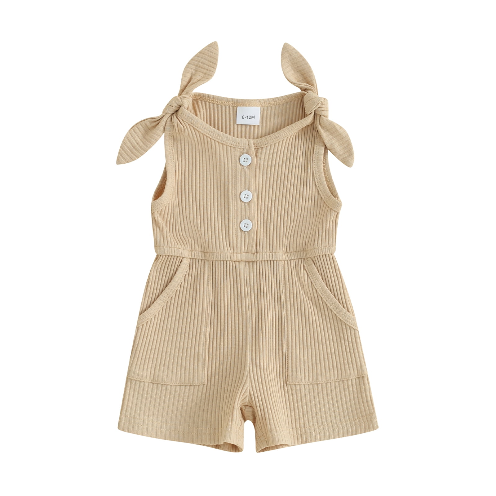 ロンパース・カバーオール Baby Tank Romper 12-18m Jxzom Toddler Baby Girl Sleeveless Jumpsuit Solid Ribbed Knitted