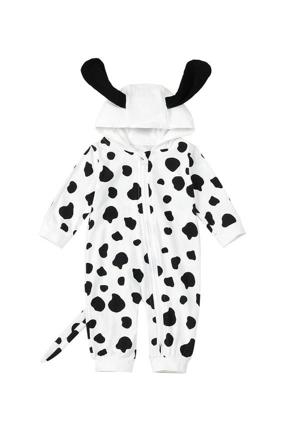 Toddler Dalmatian Costume Baby Boy Girl Halloween Outfits Long Sleeve Zip Up Hoodies with Ears and Tail Pants Fall Clothes Set