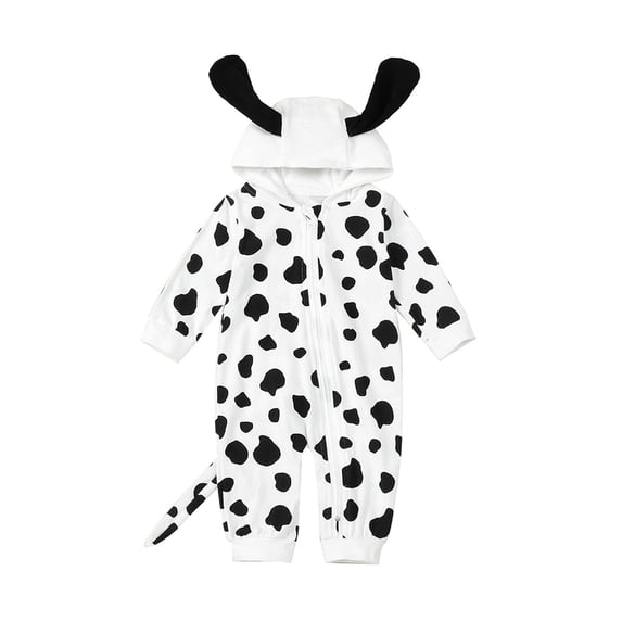 Jxzom Toddler Dalmatian Costume Baby Boy Girl Halloween Outfits Long Sleeve Zip Up Hoodies with Ears and Tail Pants Fall Clothes Set