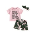 thumbnail image 1 of Jxzom Toddler Girls Clothes 1T 2T 3T 4T 5T Summer Outfits Baby Kids Short Sleeve T-Shirt Tops  Camouflage Shorts Sets, 1 of 7