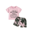 thumbnail image 1 of Jxzom Toddler Girls Clothes 1T 2T 3T 4T 5T Summer Outfits Baby Kids Short Sleeve T-Shirt Tops  Camouflage Shorts Sets, 1 of 7