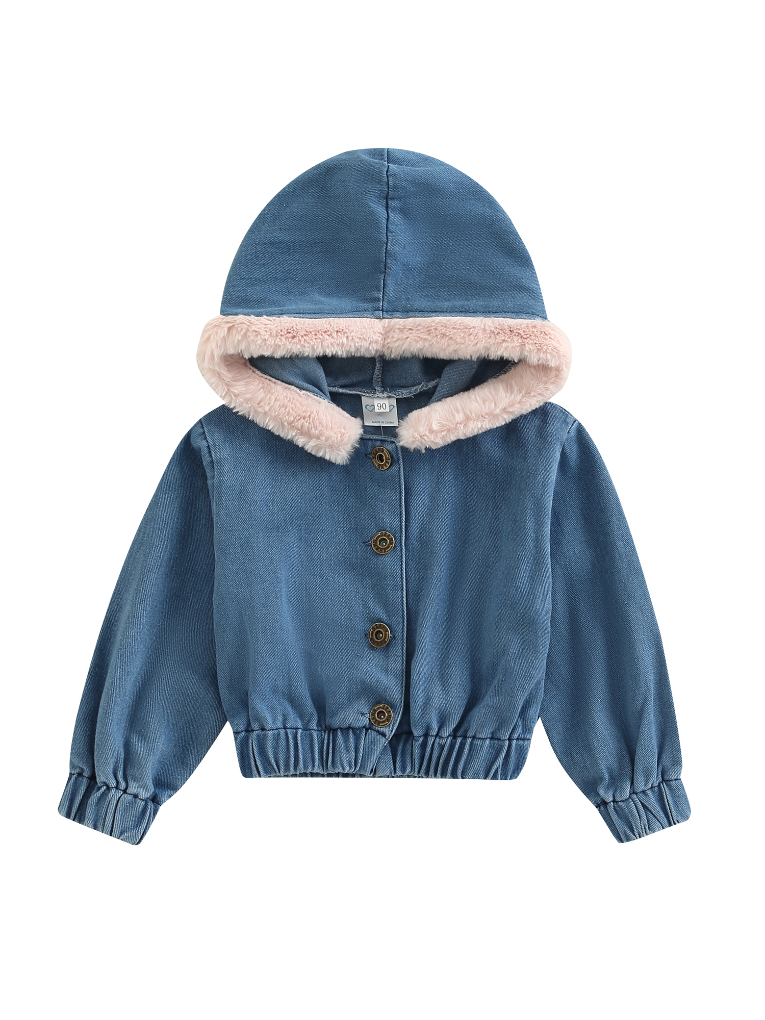 Jxzom Toddler Girls Hooded Denim Coat Long Sleeves Button Closure Thick Autumn Winter Jean Jacket - image 1 of 7
