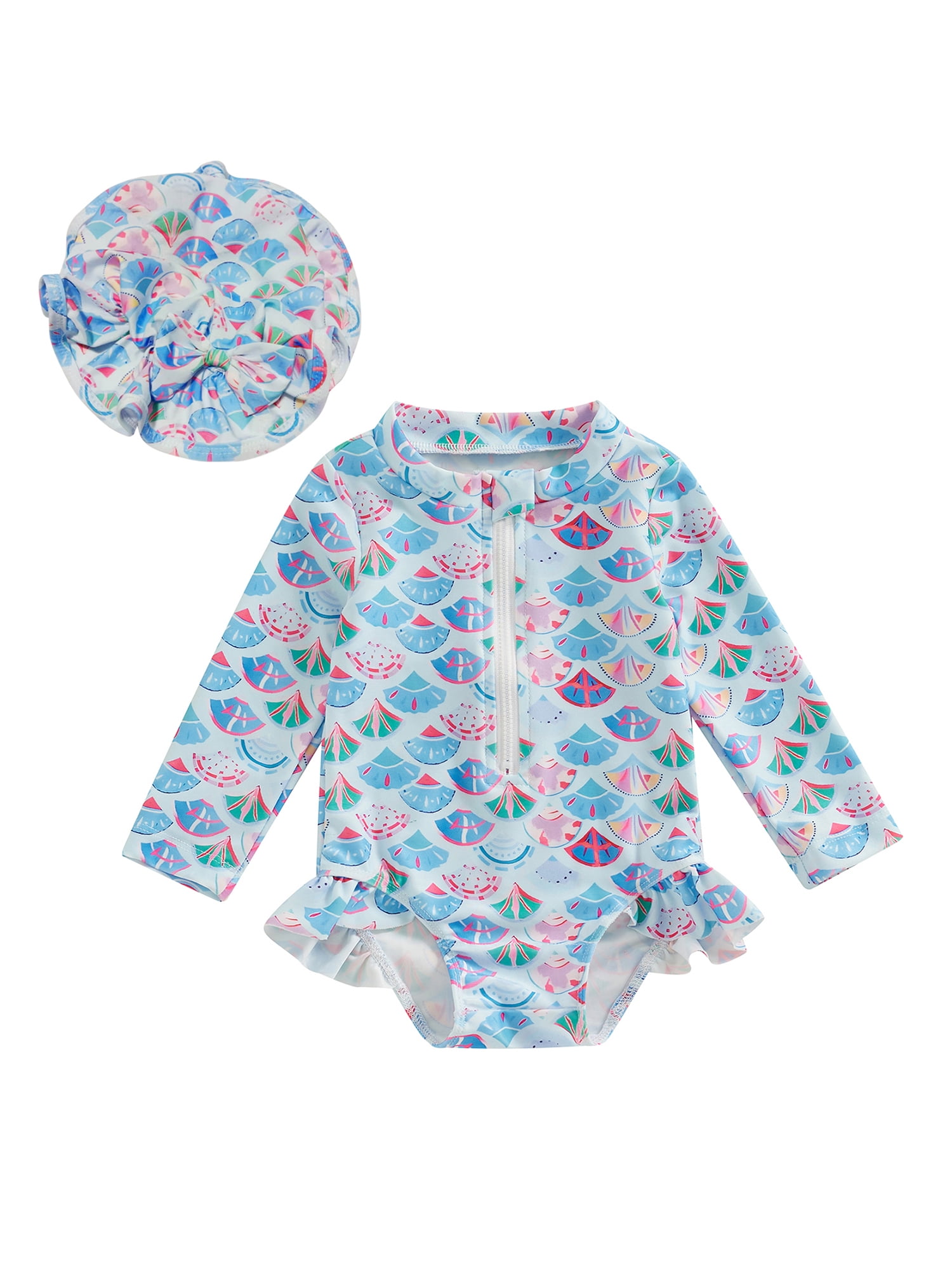 Jxzom Toddler Girls Rash Guard Swimsuit Rompers Long Sleeve Watermelon