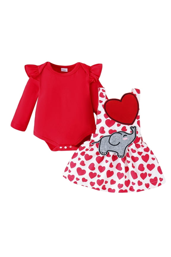 Valentine Baby Girl Outfit Newborn Valentines Day Clothes 3 6 12 18 Months Long Sleeve Romper Heart Skirt Headband