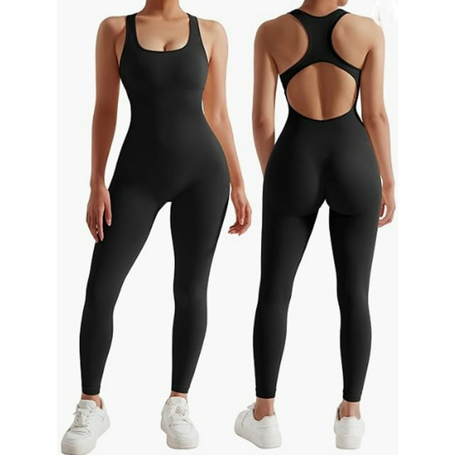 Jxzom Women Backless One Piece Jumpsuits Sleeveless Scoop Neck Bodycon