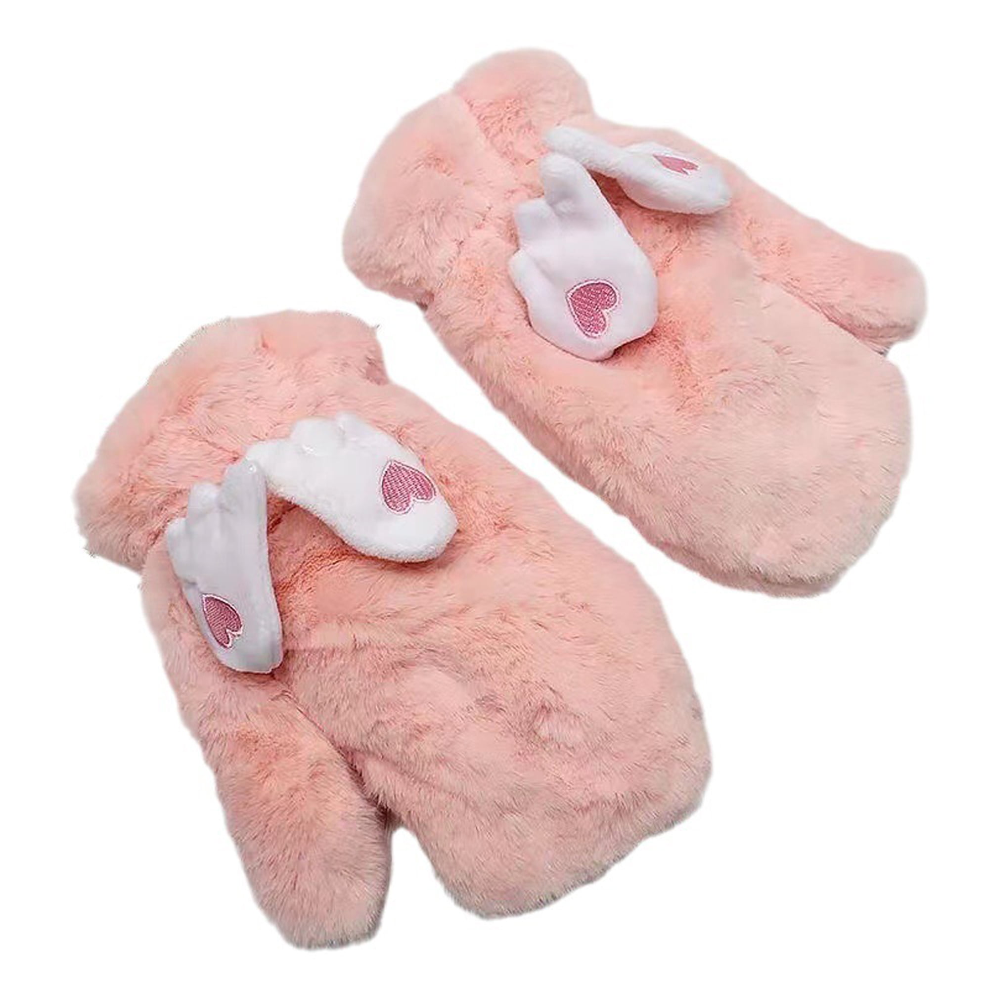 Jxzom Women Cute Moving Wings Plush Warm Mittens Winter Gloves with Removable Neck Long Rope