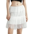 thumbnail image 1 of Jxzom Women Tiered Lace Mini Skirt Summer Casual Elastic Waist Pleated Lace Trim Half Slips Short Skirts Underskirt S/M/L/XL, 1 of 7