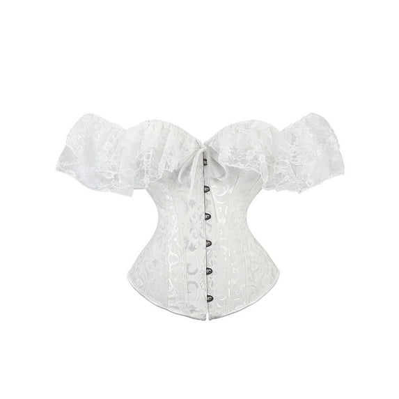 Jxzom Women's Off Shoulder Lace Up Boned Overbust Corset Bustier Lingerie Bodyshaper Tops