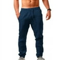 thumbnail image 1 of Jyeity A look for Every Event Men's Elastic Color Breathable Cotton Linen Loose Casual Pants Flowy Pants Navy Size M, 1 of 5