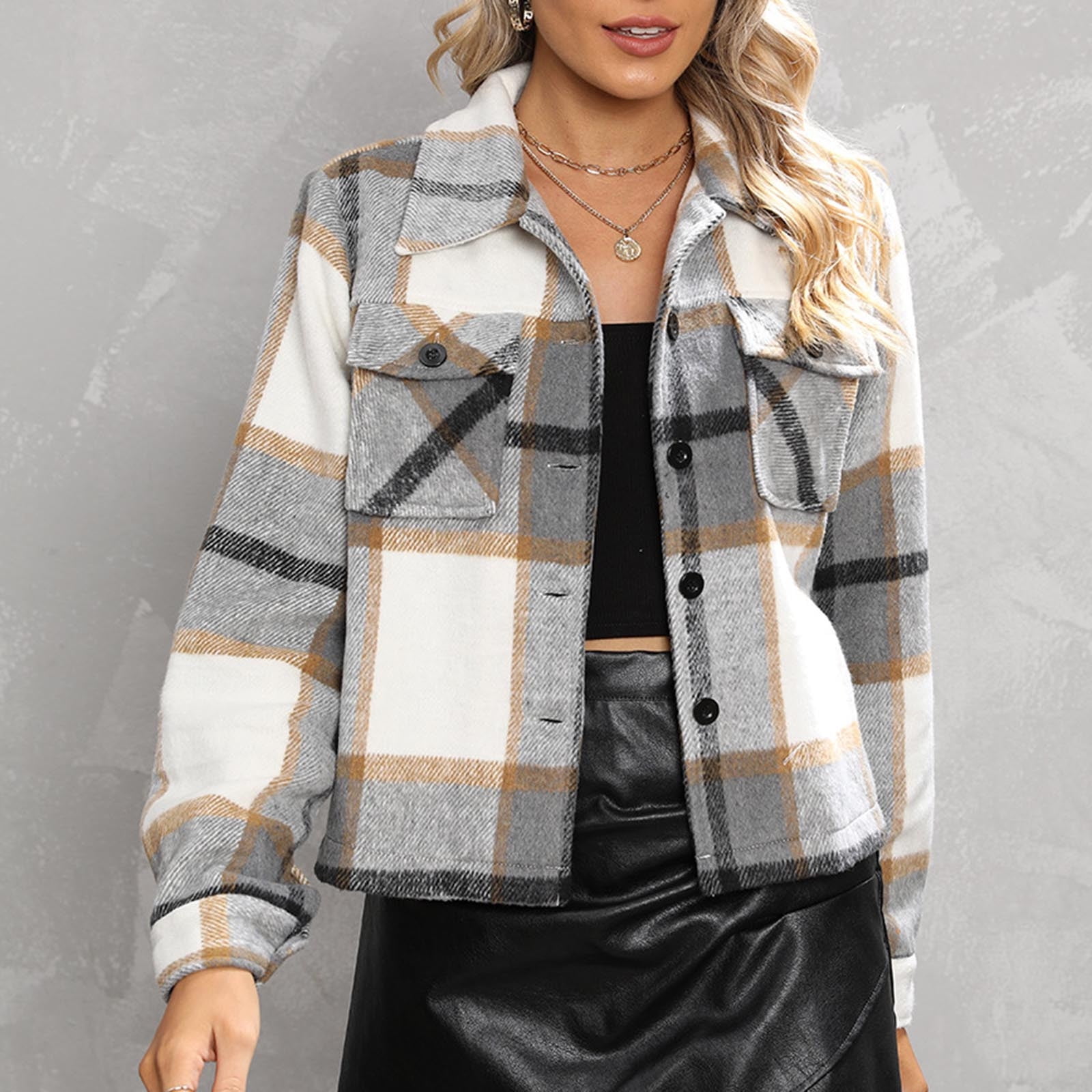 Plaid Single-Breasted Shirt Coat
