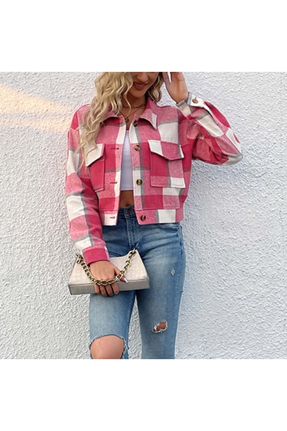 A look for Every Event Short Plaid Vintage Cardigan Jacket North Face Puffer Jacket Women Hot Pink&nbsp;Size&nbsp;S(US:4)