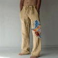 thumbnail image 1 of Jyeity Big Saving Little Time Men's Summer Cotton And Wide Leg Printed Lace Up Sports Casual Pants Dress Pants Men Beige Size 4, 1 of 7